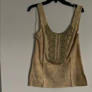 FP Movement by Free People Cream Tank Top with Silver Detailing